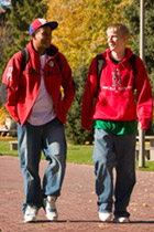 Students walking in the quad